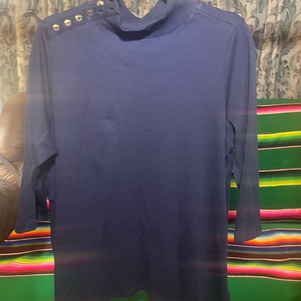 Navy Button-Detail Women's Top